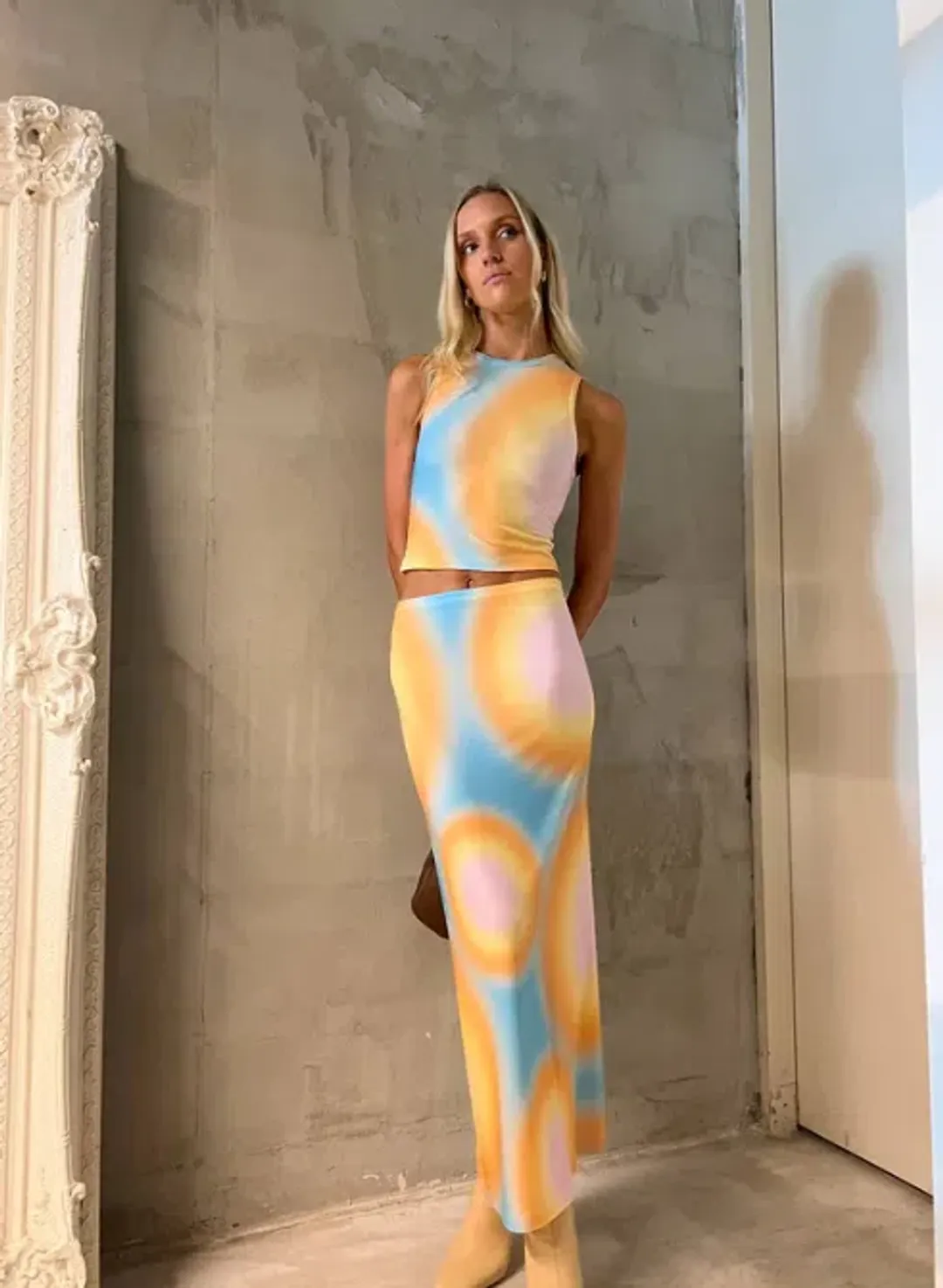 With Harper Lu Sunset Orb Maxi Set Print Size 6 for rent on The Volte - main image