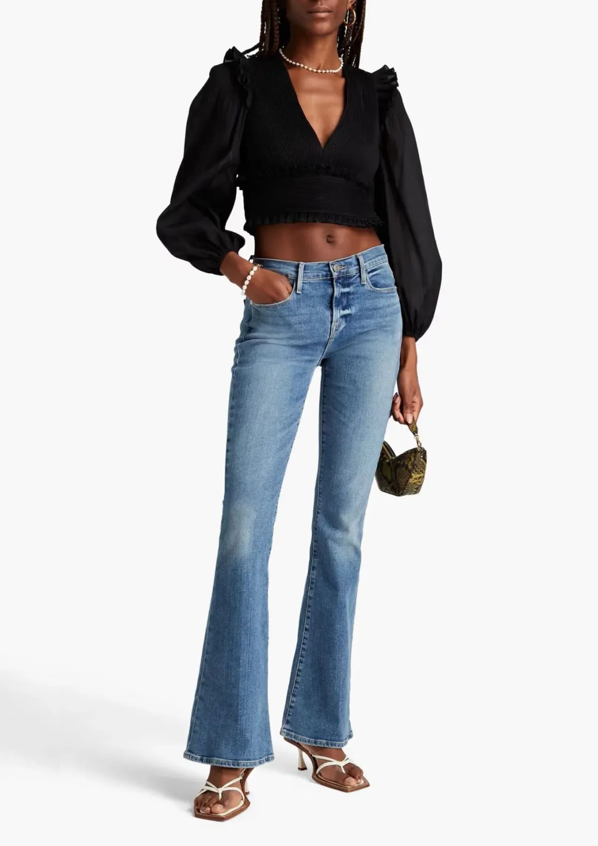 Zimmermann Cropped Ruffled Plissé Organza Top Black Size 8 for rent on The Volte - main image