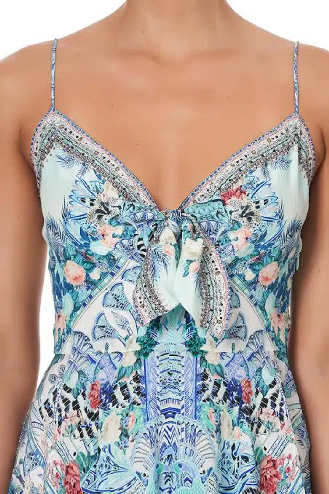 Camilla  Wings Of Luxor  Short Dress With Tie Front Print Size 8 for rent on The Volte - main image