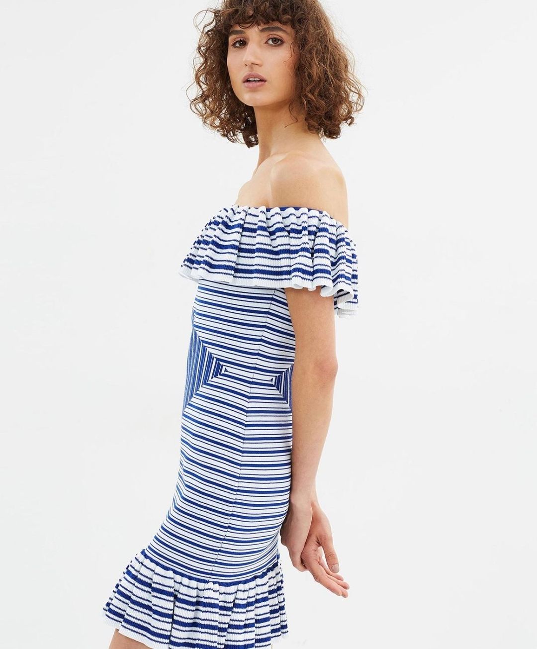 Rebecca Vallance Corsica Mini Dress Blue Stripe Size AU 10 for rent on The Volte - main image