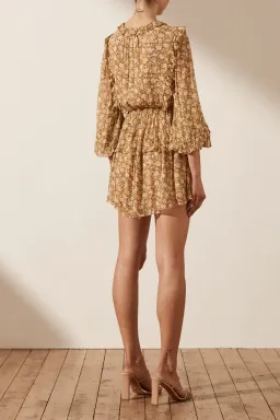 Shona Joy Julia Balloon Sleeve Drawstring Mini Dress Print Size 8 for rent on The Volte - image 2