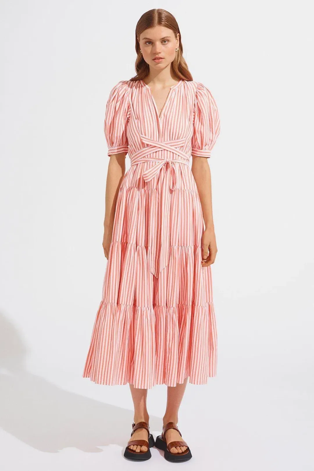 Steele Nectar Maeve Dress Pink Stripes Print Size S for rent on The Volte - main image