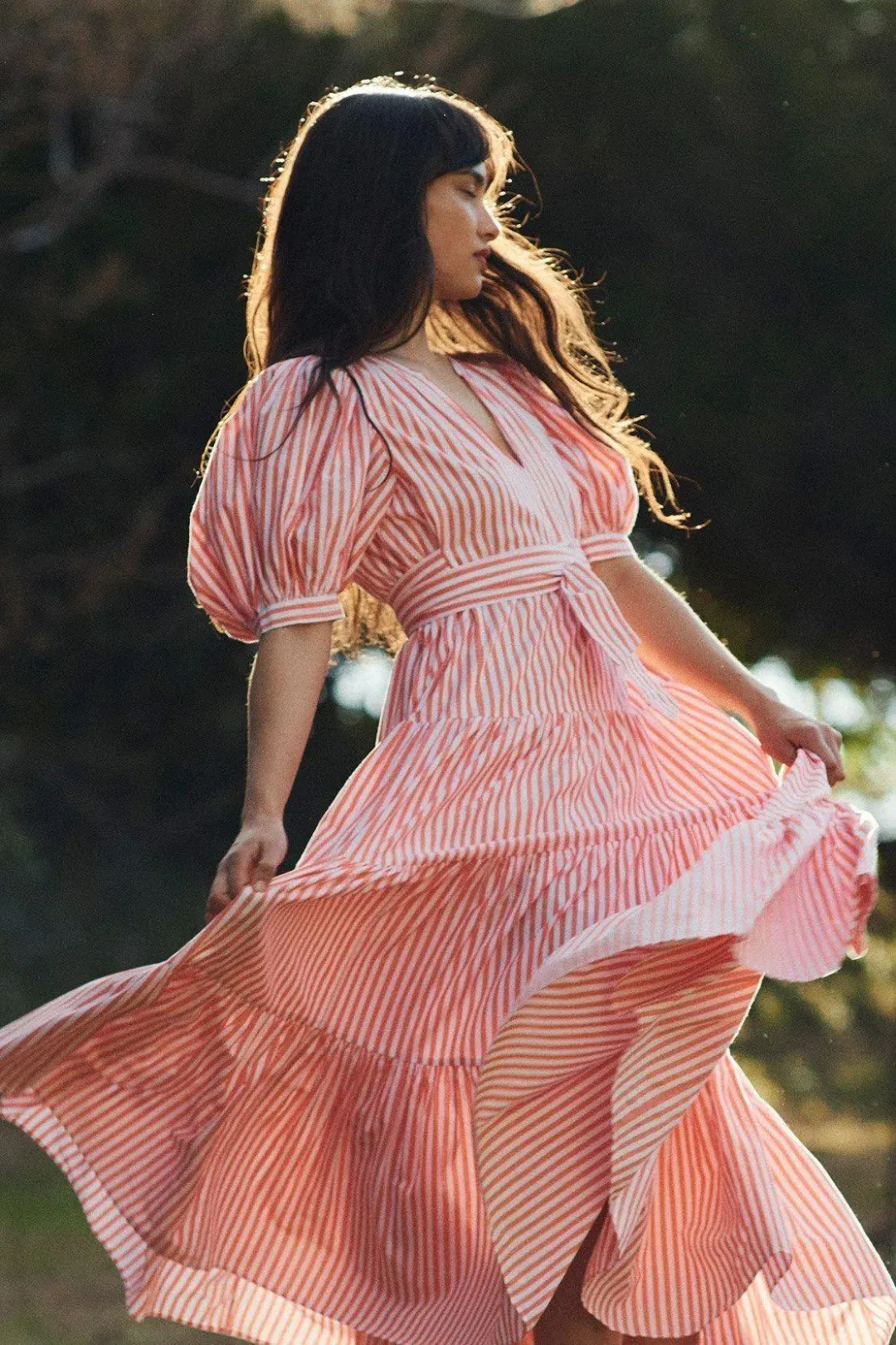 Steele Nectar Maeve Dress Pink Stripes Print Size S for rent on The Volte - main image