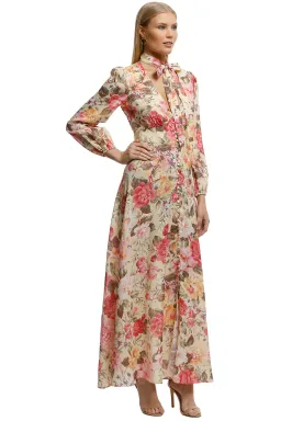 Zimmermann The Honour Plunge Long Dress Print Size 8  for rent on The Volte - image 1