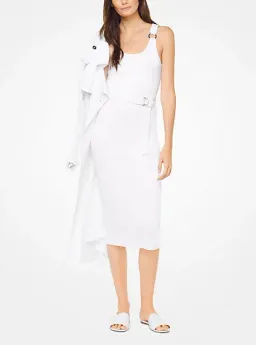 Michael Kors Belted Ribbed Knit Dress White Size M for rent on The Volte - image 1