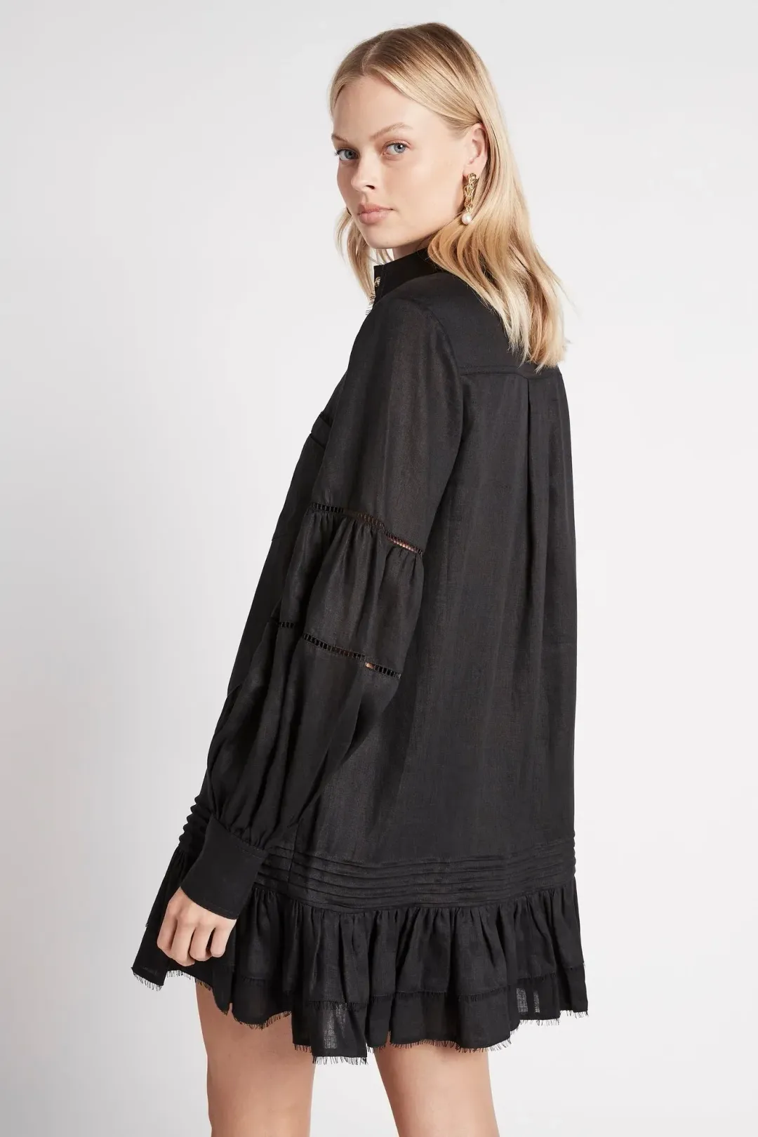 Aje Lotus Shirt Dress Black Size 16 for rent on The Volte - main image