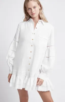 Aje Lotus Shirt Dress White Size 16 for rent on The Volte - image 1