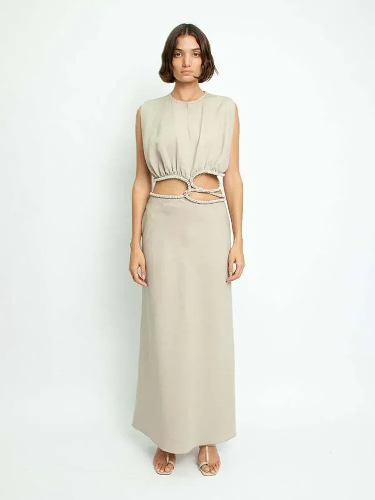 Christopher Esber Crystal Interweave Dress Beige Size 4 for rent on The Volte - main image