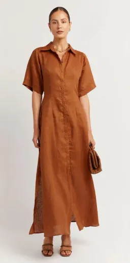 DISSH Darby Linen Shirt Midi Dress Spice Size 10 for rent on The Volte - image 6