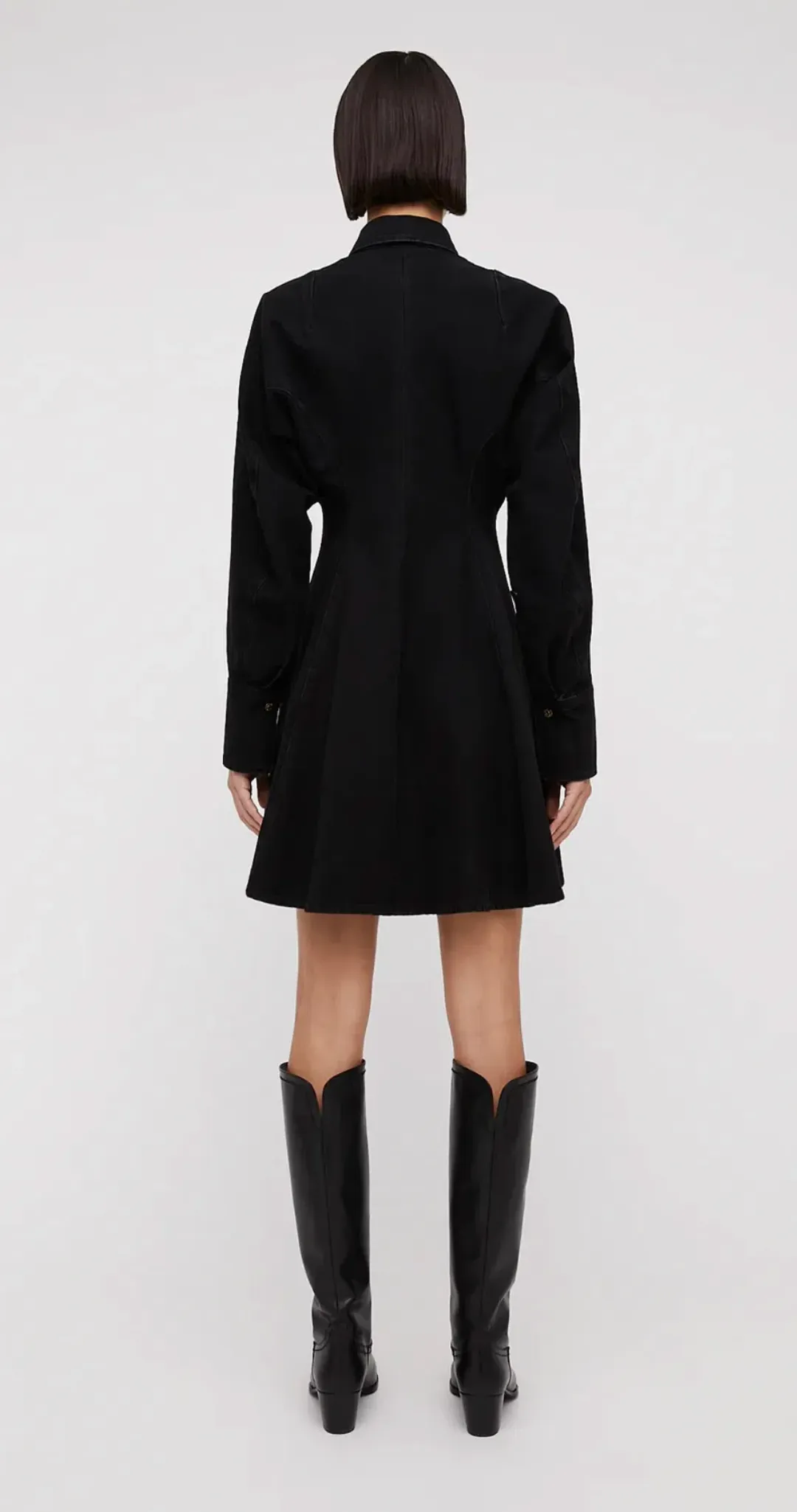 Scanlan Theodore Denim Cocoon Sleeve Mini Dress Black Size 6 for rent on The Volte - main image