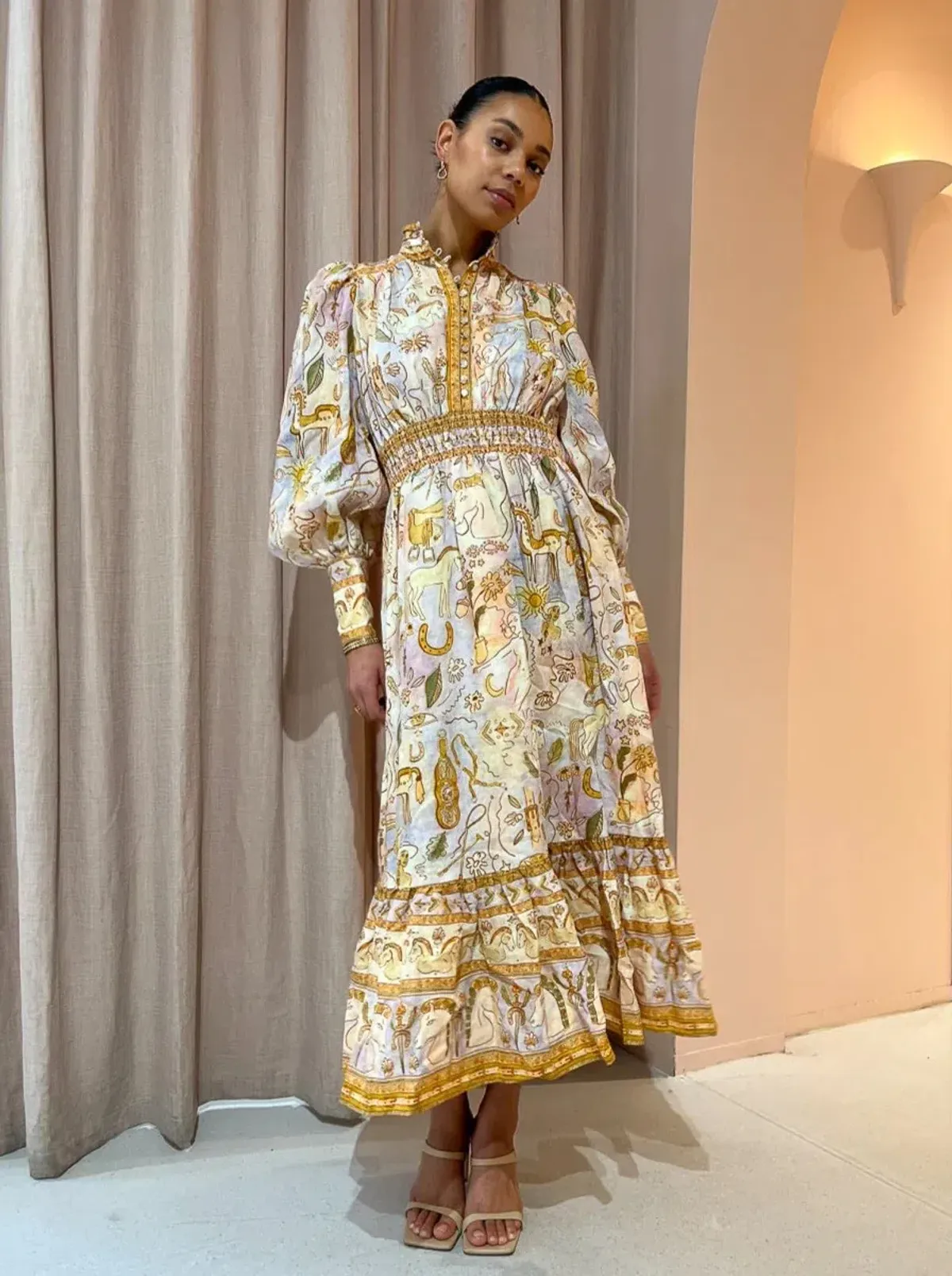 Alemais Solitaire Midi Dress Watercolour Print Size 12 for rent on The Volte - main image