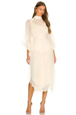 Shona Joy Iris Long Sleeve Open Back Midi Dress Cream Size 8 for rent on The Volte - image 1