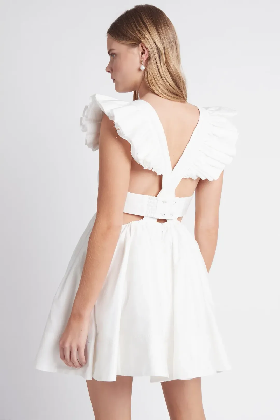 Aje Midsummer Mini Dress Ivory Size 14 for rent on The Volte - main image