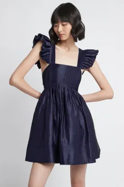 Aje Revitalise Frill Mini Dress Indigo Size 4 for rent on The Volte - image 2