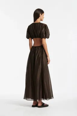 Sir the Label Anje Puff Sleeve Dress Brown Size AU 10 for rent on The Volte - image 2