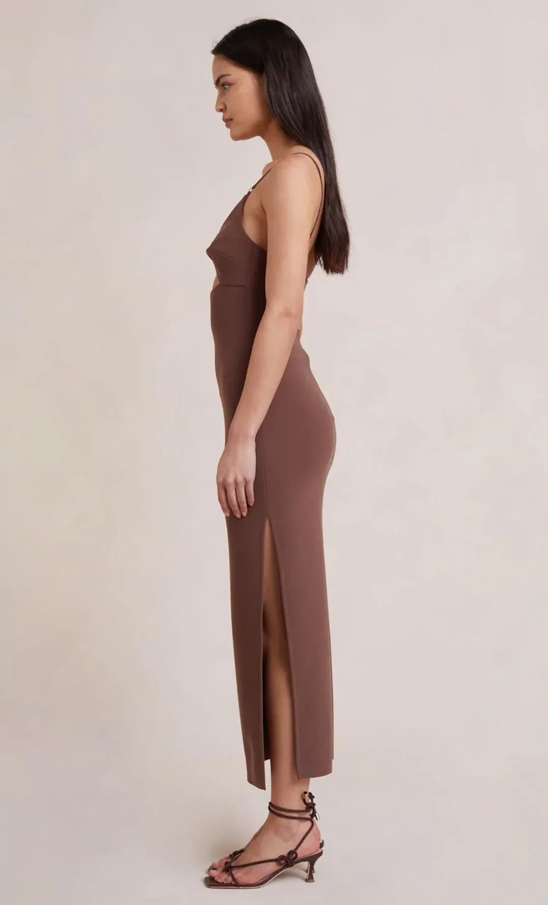 Bec & Bridge Ivy Midi Dress Dark Chocolate Size 6 for rent on The Volte - main image