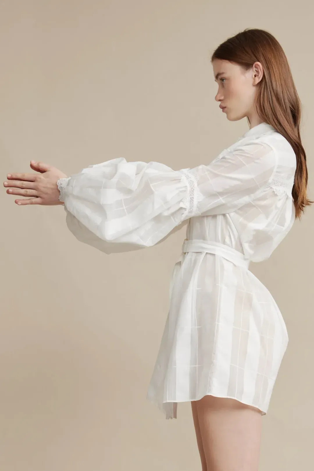 Acler The Rusper Dress in Ivory Check Size 8 for rent on The Volte - main image