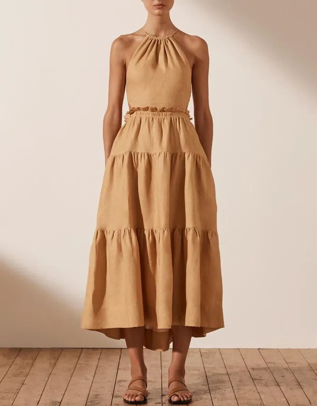 Shona Joy Aria Backless Midi Dress Ginger Size 8 for rent on The Volte - main image
