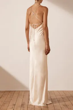 Shona Joy La Lune Lace Back Maxi Dress Cream Size 6 for rent on The Volte - image 3