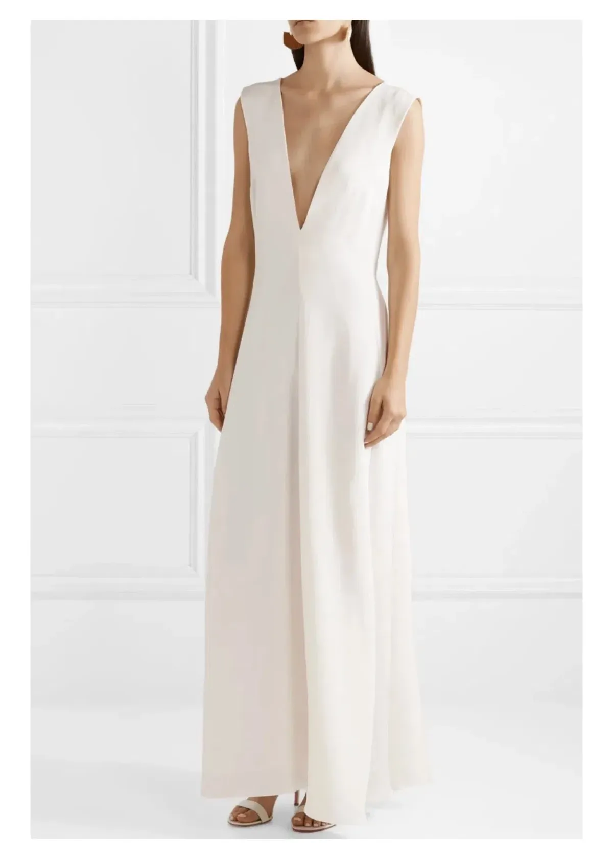 Michael Lo Sordo Silk Satin Maxi Dress White Size 12 for rent on The Volte - main image