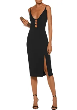 Zimmermann Crepe Link Midi Dress Black Size 6 for rent on The Volte - image 1