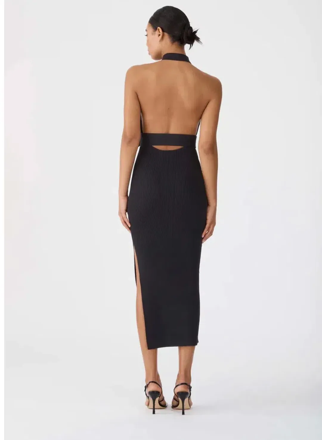 San Sloan Drake Rib Midi Dress Black Size 10 for rent on The Volte - main image