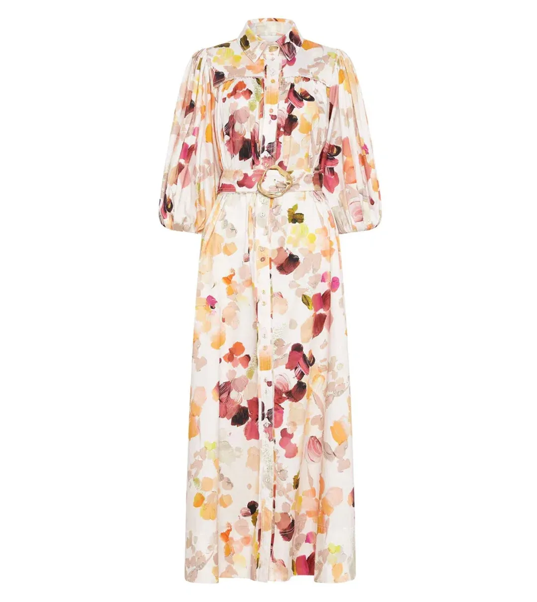 Aje Dassia Puff Sleeve Midi Dress Print Size 12 for rent on The Volte - main image