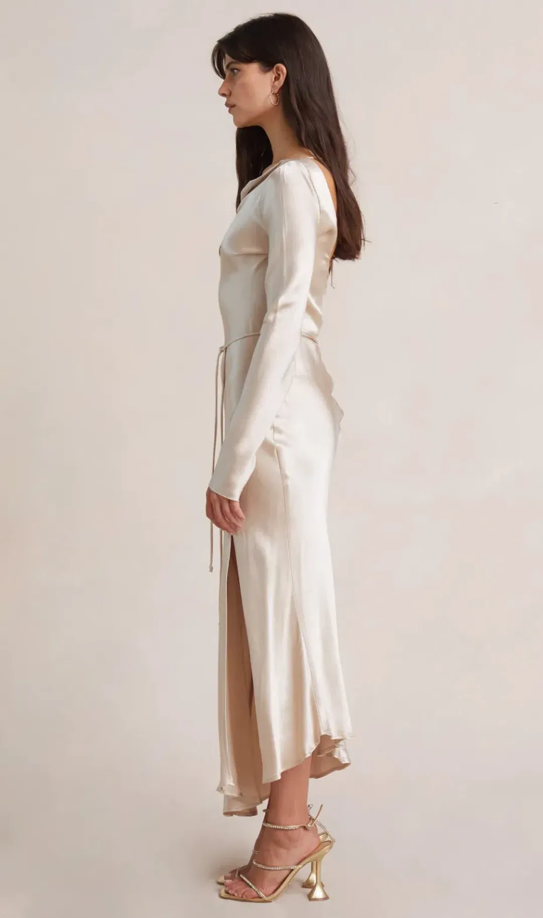 Bec & Bridge Moon Dance Long Sleeve Midi Dress Sand Size 10 for rent on The Volte - main image