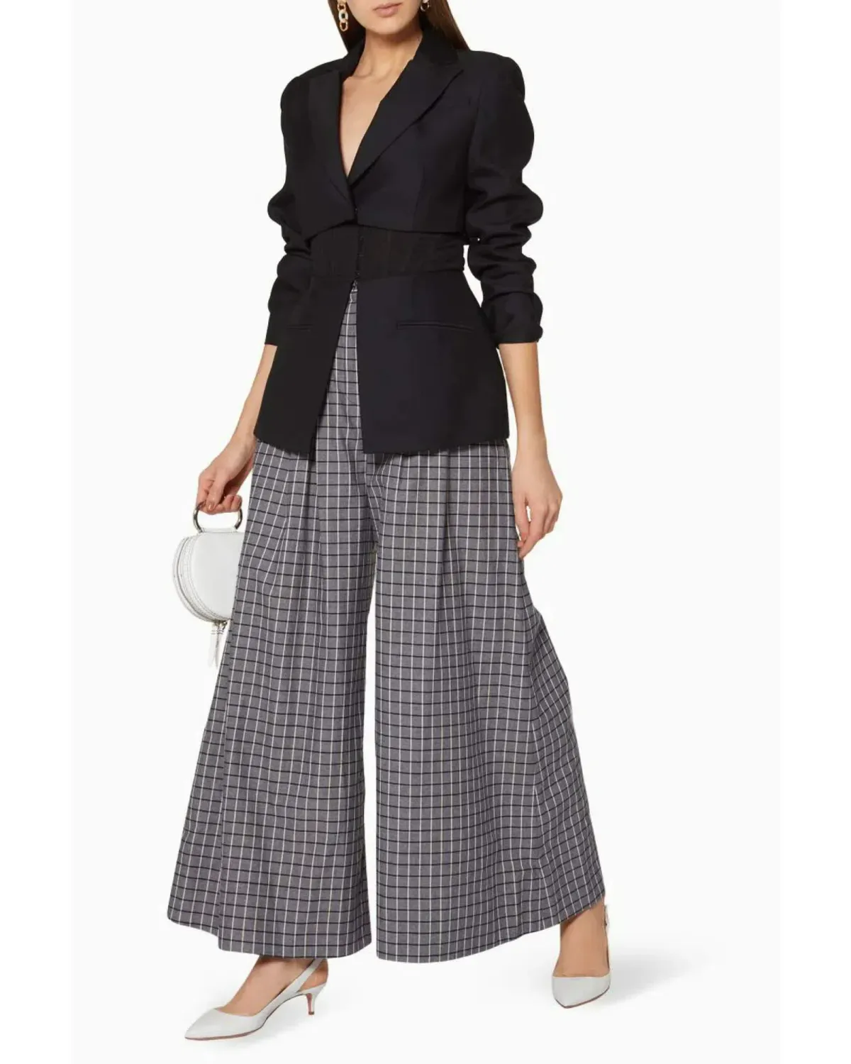 Acler Cunningham Pants Grey Check Print Size AU 6 for rent on The Volte - main image