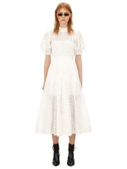 Self Portrait White Cotton Broderie Dress White Size 8  for rent on The Volte - image 1