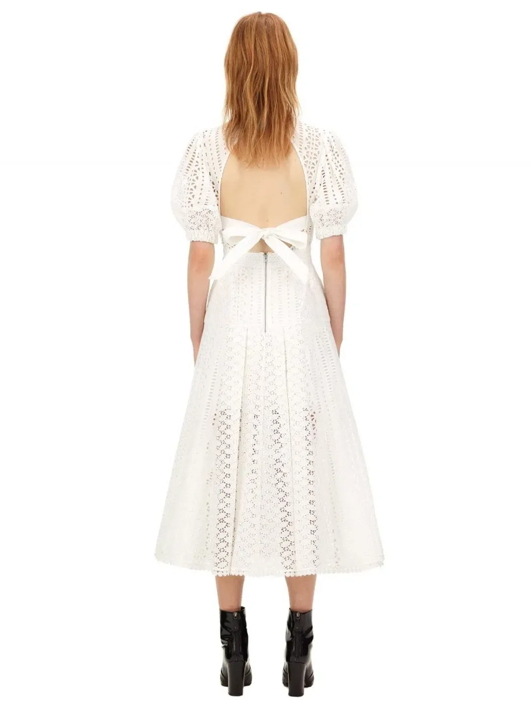 Self Portrait White Cotton Broderie Dress White Size 8  for rent on The Volte - main image