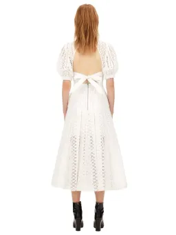 Self Portrait White Cotton Broderie Dress White Size 8  for rent on The Volte - image 3