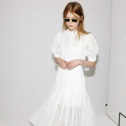 Self Portrait White Cotton Broderie Dress White Size 8  for rent on The Volte - image 4