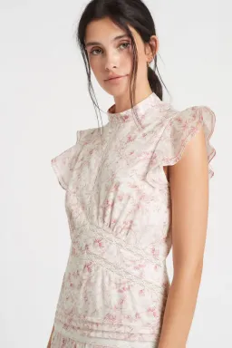 Sir the Label Caprice Ruffled Floral-Print Cotton Dress Pink/Ivory Size 0 / AU 6 for rent on The Volte - image 5