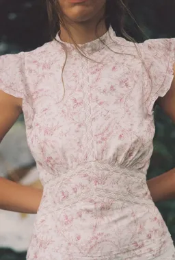 Sir the Label Caprice Ruffled Floral-Print Cotton Dress Pink/Ivory Size 0 / AU 6 for rent on The Volte - image 4