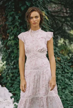 Sir the Label Caprice Ruffled Floral-Print Cotton Dress Pink/Ivory Size 0 / AU 6 for rent on The Volte - image 3