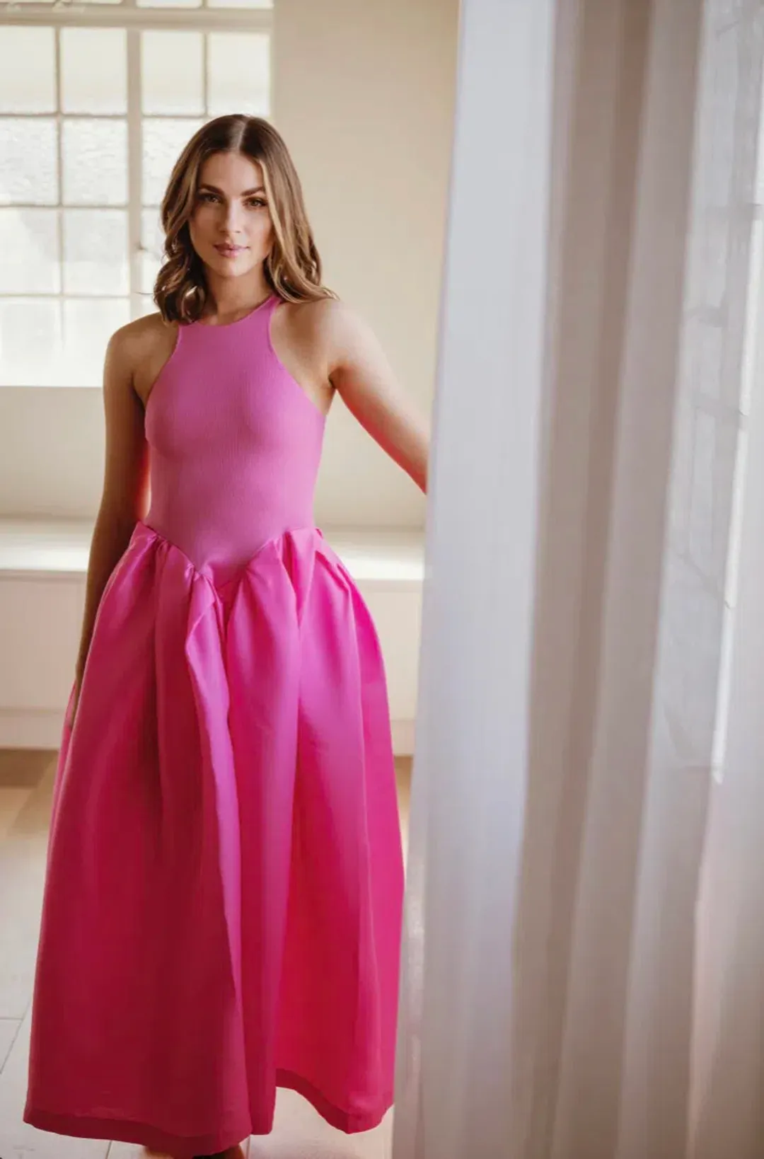 Marques' Almeida Taffeta-skirt organic cotton-blend midi dress Pink Size XS / AU 6 for rent on The Volte - main image