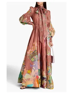 Zimmermann Concert Tie Neck Gown Pink Collage Size 1 / Au 10 for rent on The Volte - image 1