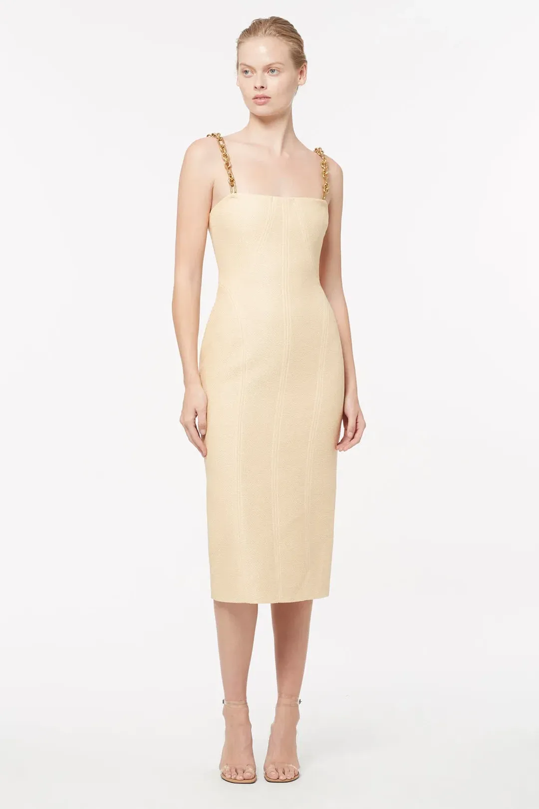 Manning Cartell Neo Classic Midi Dress with Chain Almond Size 10 for rent on The Volte - main image