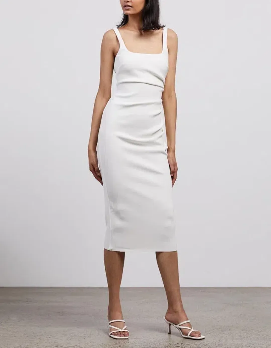 Bec and Bridge Hana Tuck Midi Dress Ivory Size 8 for rent on The Volte - main image