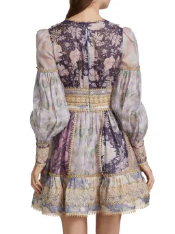 Zimmermann Celestial Lace Panelled Mini Dress Purple Floral Size 1 / Au 10 for rent on The Volte - image 4
