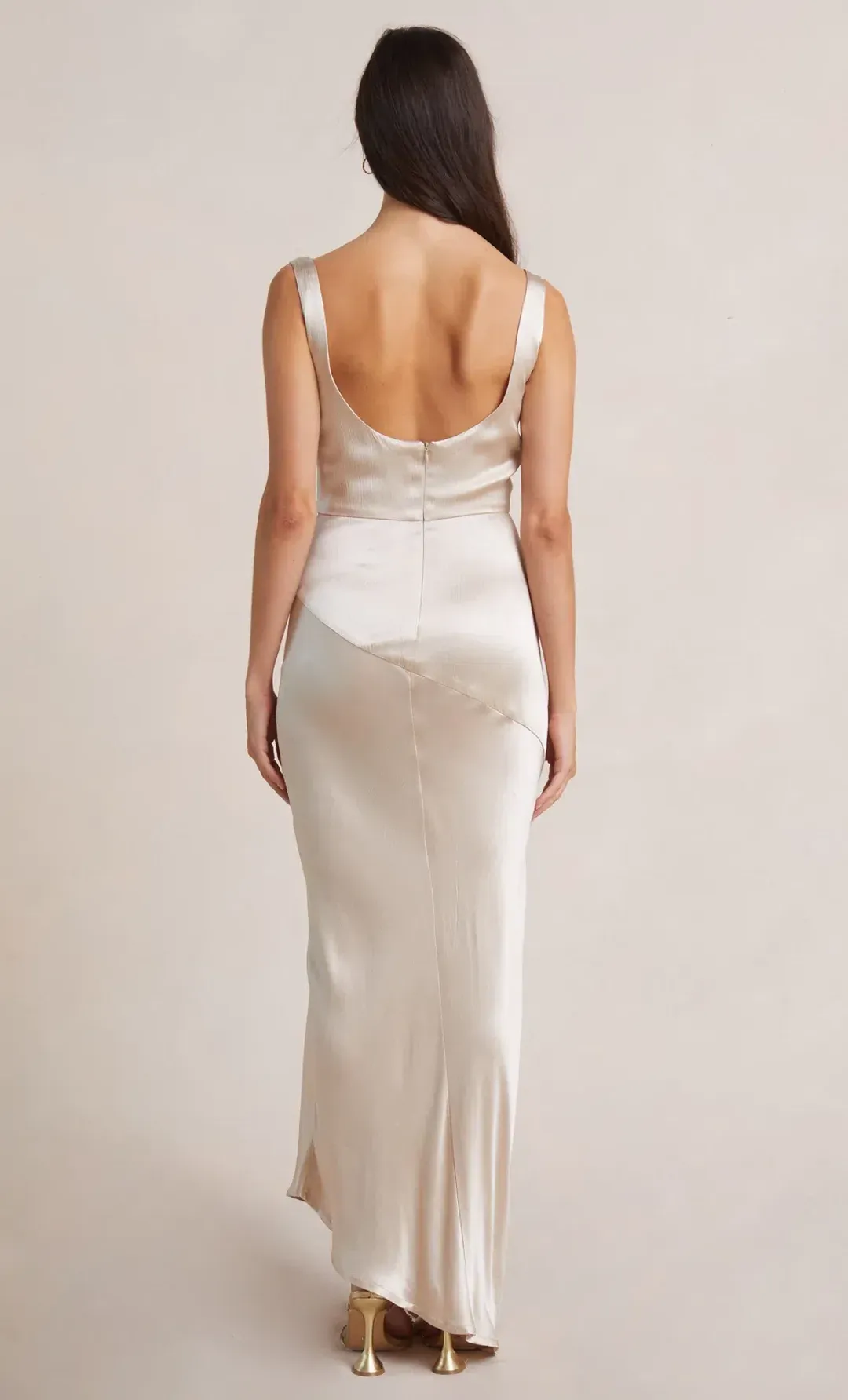 Bec and Bridge Moon Dance Cowl Dress Sand Beige Size 10 for rent on The Volte - main image