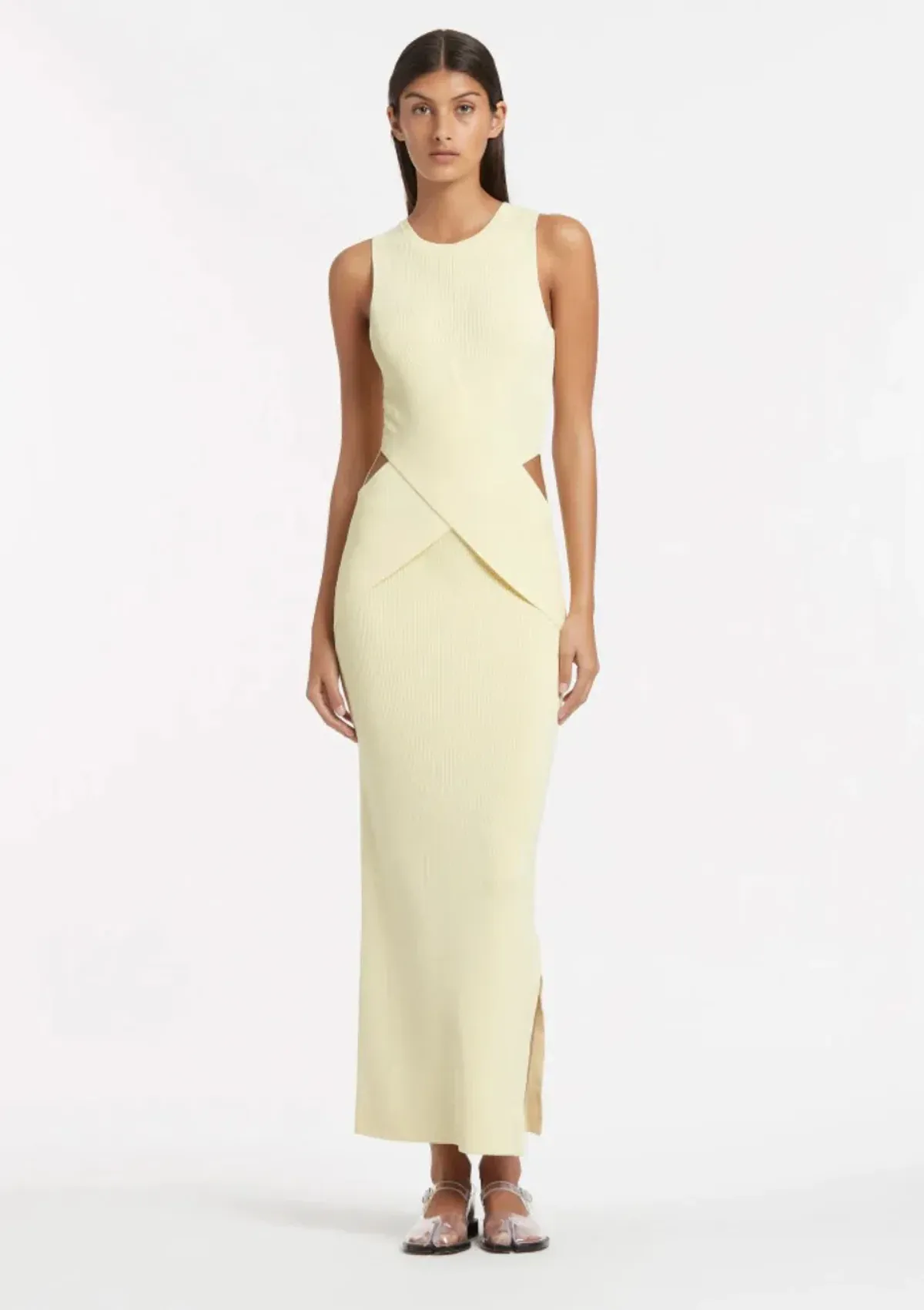 Sir the Label Kelvin Draped Dress in Lemon Yellow Size 10 for rent on The Volte - main image