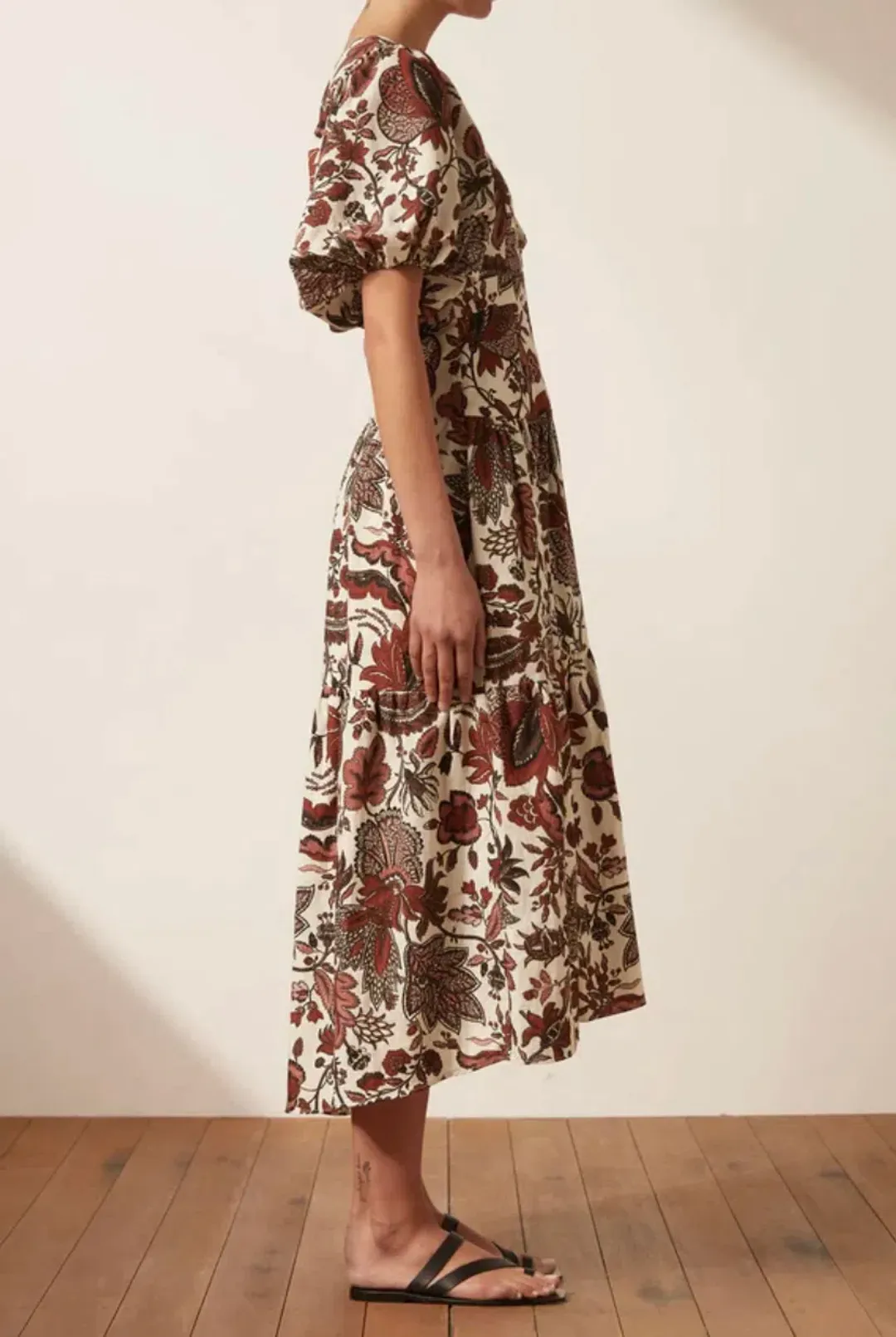 Shona Joy Plunged Short Sleeve Midi Dress Catalina Size 10 for rent on The Volte - main image