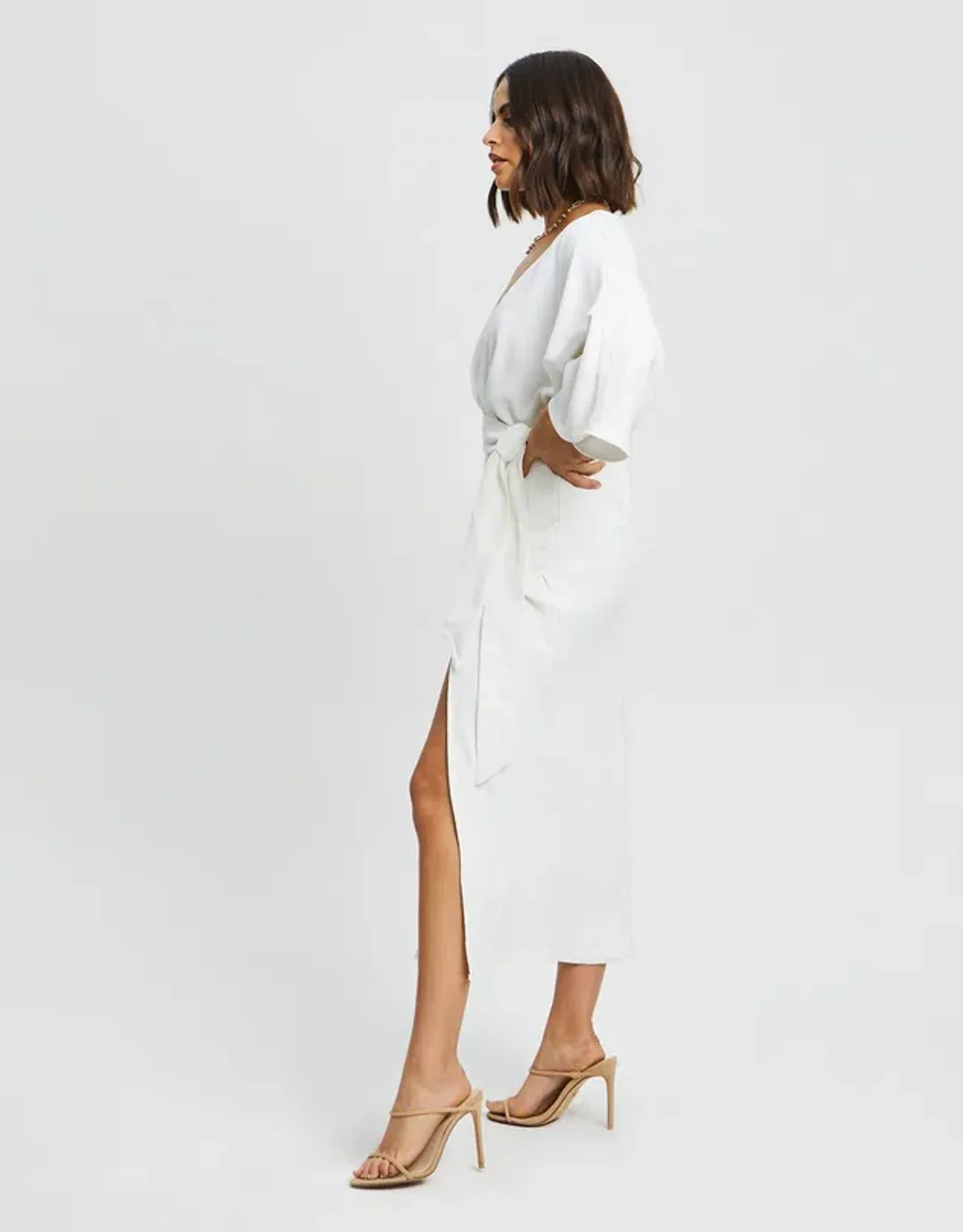 Tussah Midi Dress in White Size 8 for rent on The Volte - main image