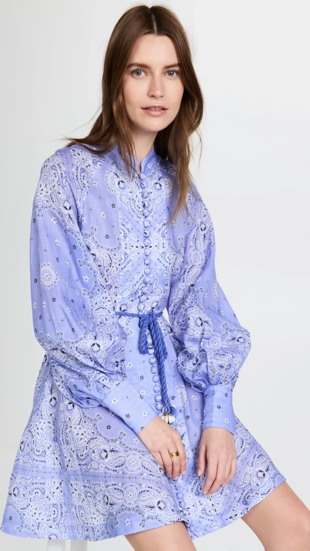 Zimmermann Violet Button Up Mini Dress Cornflower Bandana Size 1 / Au 10 for rent on The Volte - main image