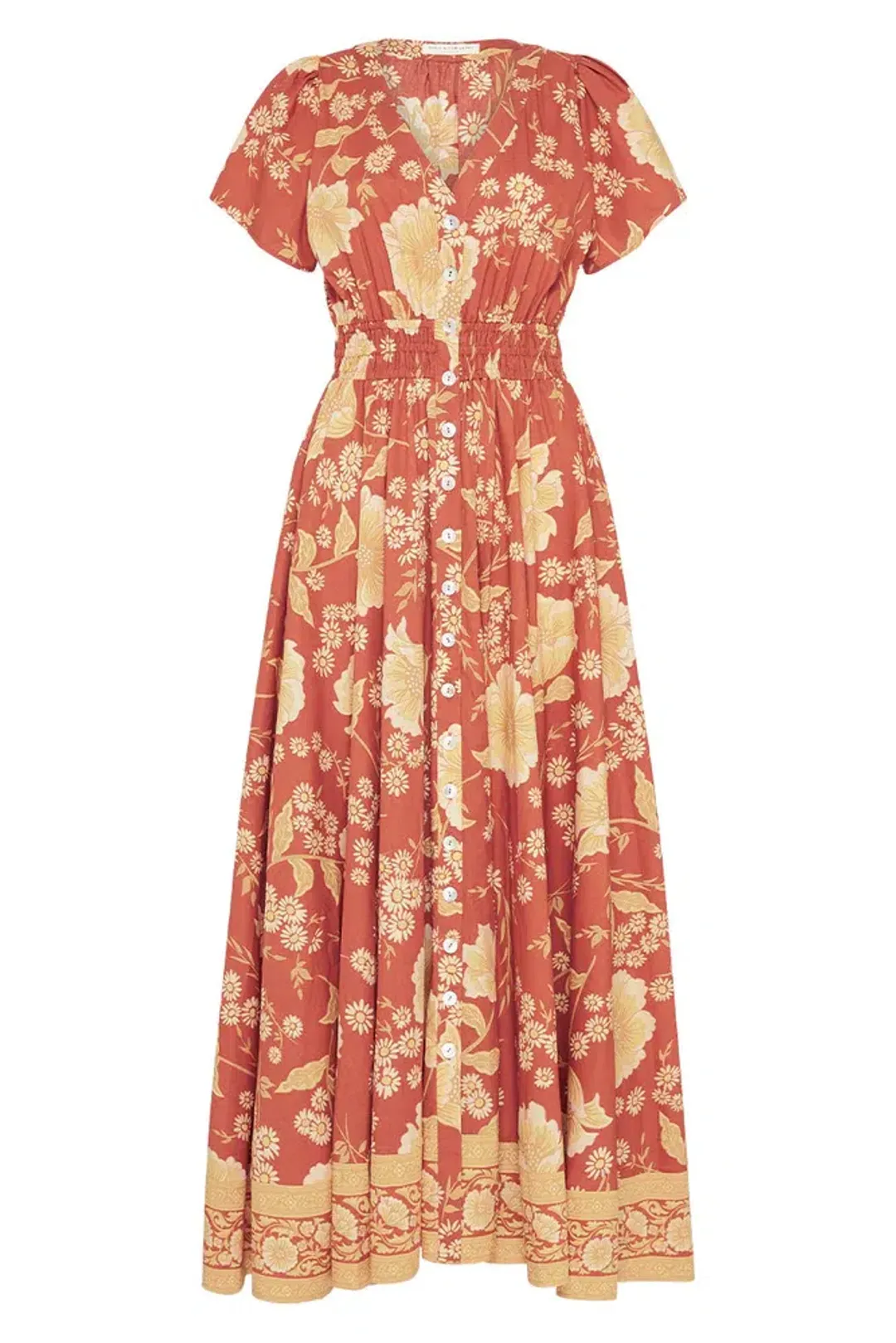 Spell & The Gypsy Sloane Gown in Ochre Size Medium for rent on The Volte - main image