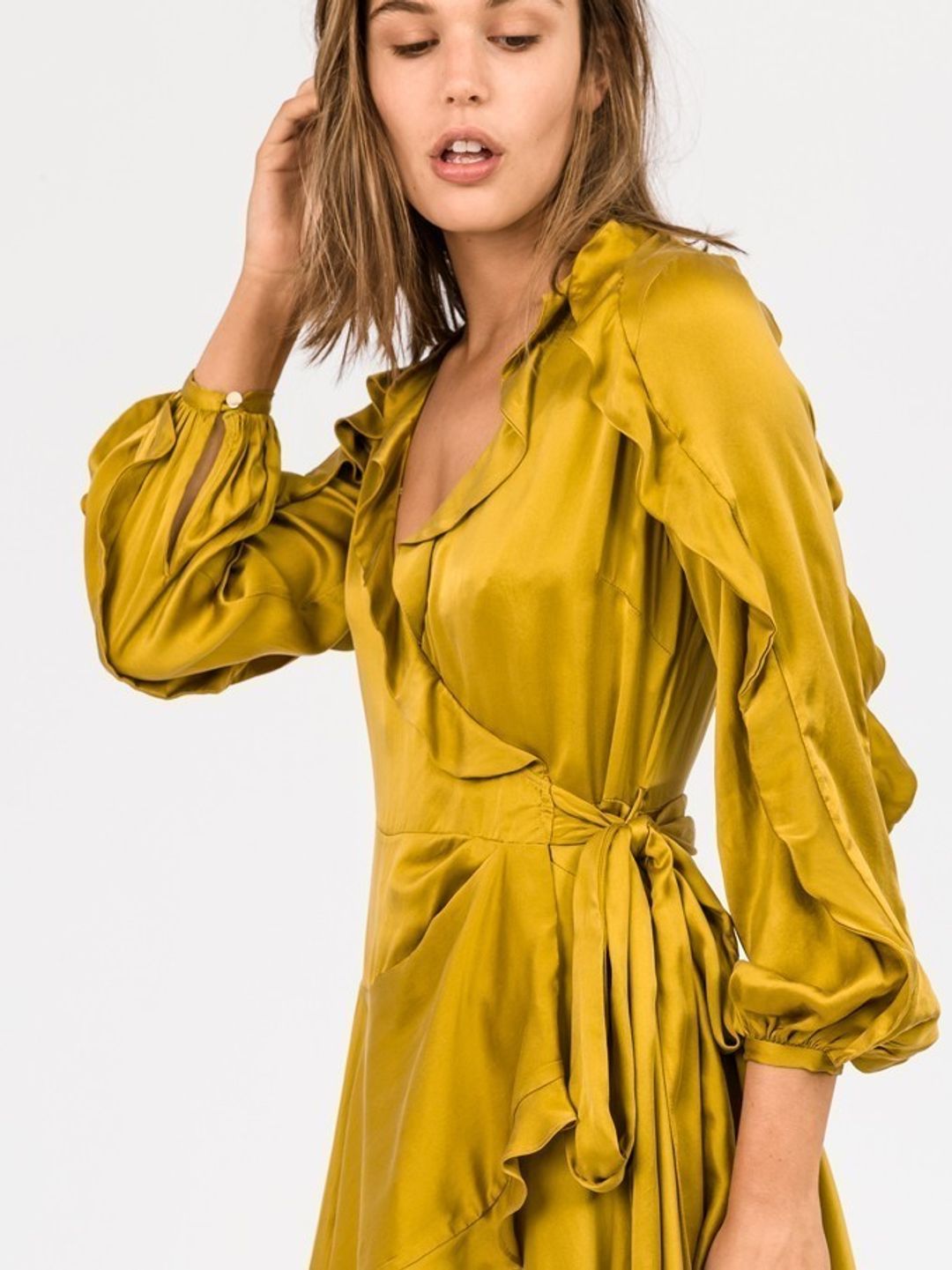 ZIMMERMANN WINSOME FLUTTER ROBE DRESS CITRUS Size 8 for rent on The Volte - main image