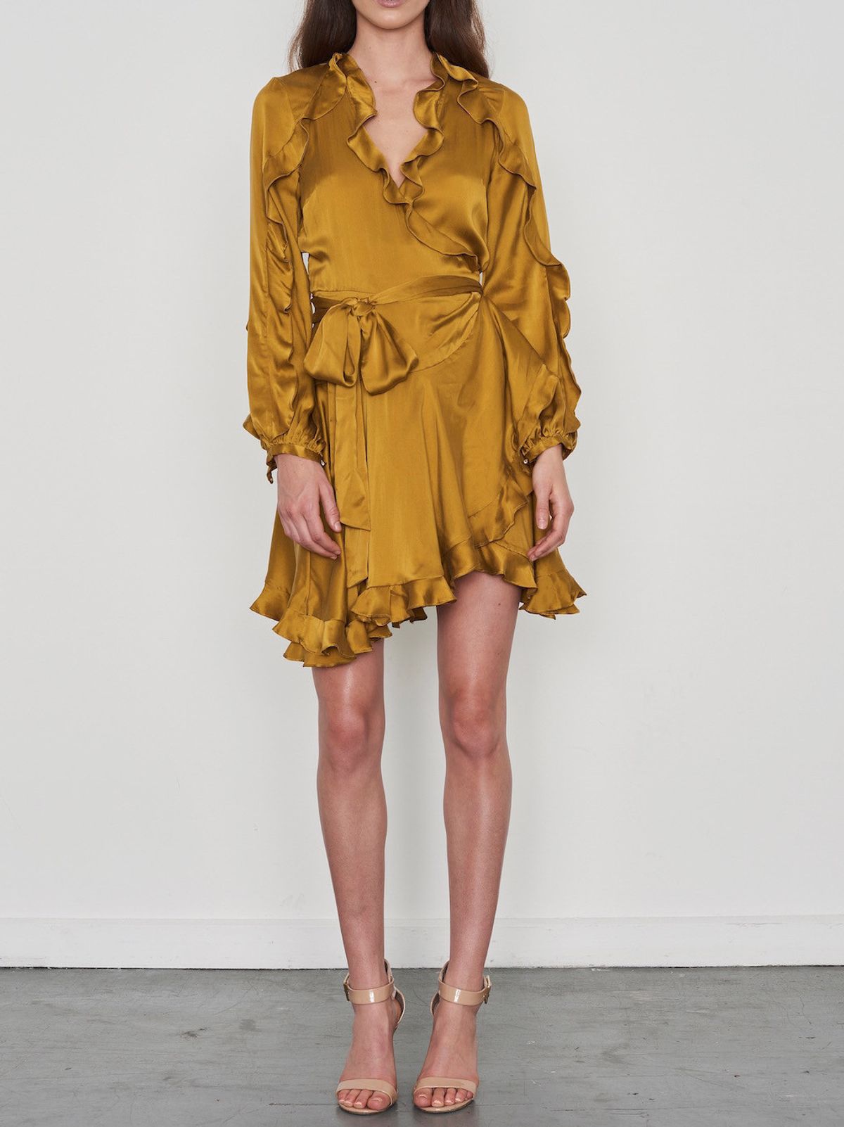 ZIMMERMANN WINSOME FLUTTER ROBE DRESS CITRUS Size 8 for rent on The Volte - main image
