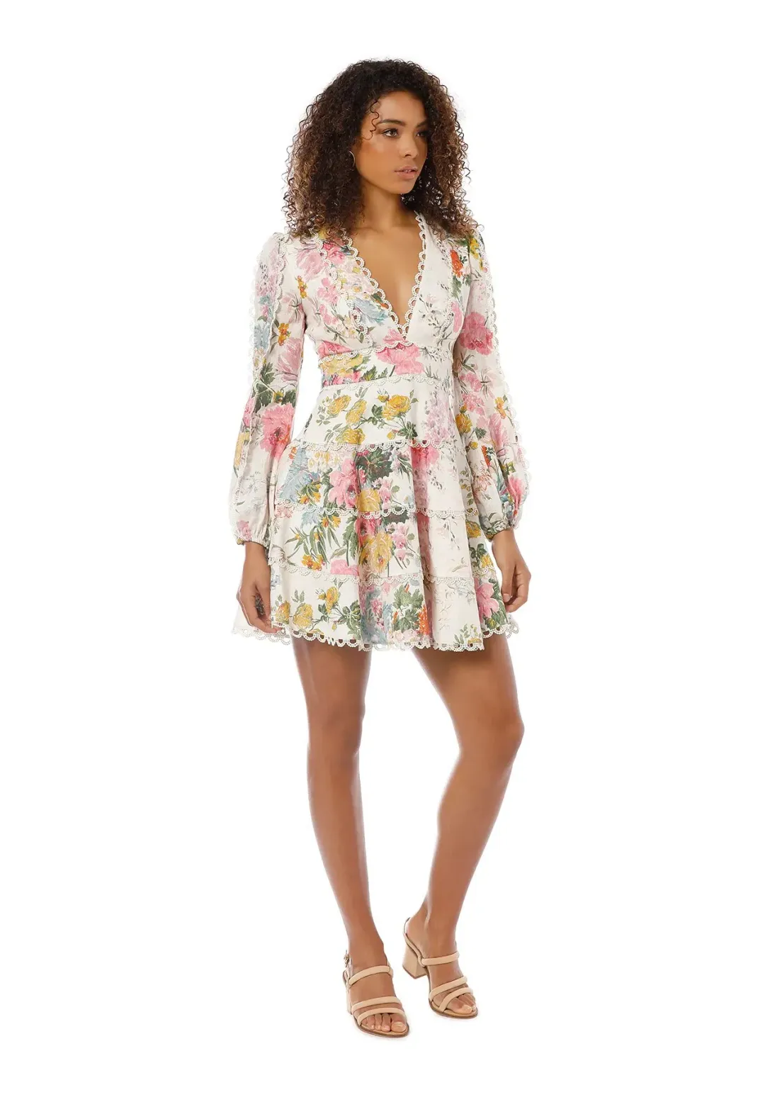 Zimmermann Heathers Flounce Mini Dress Garden Floral Size 2 / Au 12 for rent on The Volte - main image